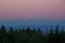 Mt Hood OR on a breezy warm evening from across the Willamette valley 