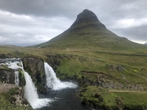 Mt Kirkjufell and Kirkjufellsfoss Waterfall Iceland 