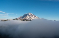 Mt Rainier During our hike up the mountain was completely covered with clouds glad we did not turn around OC   