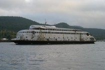 MV Kalakala a s art deco ferry slowly rusting away in Hylebos creek Washington 