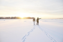 My brother and my dad on a frozen lake in december a few years back Vattudalen Sweden