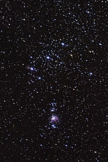 My first attempt at capturing closeup data on Orions Belt and Mthe Orion Nebula cropped