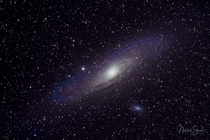 My first attempt at photographing the Andromeda Galaxy - I only managed to take  photos and stacked them using Starry Sky Stacker I will attempt this again with many more shots and also take dark bias amp flat frames  Nikon D  Nikon - E Fl Lens  mm   minu