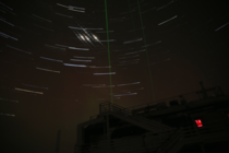 My first attempt at star trails over the South Pole Atmospheric Research amp Observation Facility with bonus iridium flares and lidar lasers 