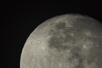 My first prime focus image of the Moon It may not be much but its definitely porn to me Taken just outside London in Heartwood forest near St Albans
