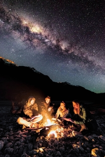 My friends and I under the milky way in Glenorchy New Zealand back in July Picture taken by my buddy on the left South of Home Photography 