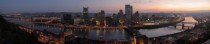 My hometown the City of Bridges Panoramic photo of Pittsburgh PA at dawn 