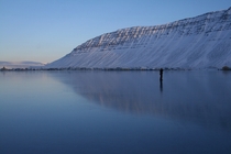 My small town safjrur in Skutulsfjrur Iceland The fjord was frozen over and the weather was great Photo taken by Gsli Halldr 