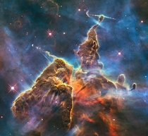 Mystic Mountain in the Carina Nebula taken by the Hubble Space Telescope 