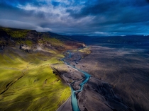 Natural split screen in Iceland 