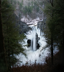 Nature framing itself around Taughannock falls during the winter time Trumansburg NY  IG trevorbelyea