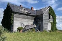 Nature reclaiming abandoned farm house