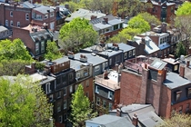 Neighbourhood of Back Bay from above Boston USA 