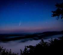 NEOWISE comet over the foggy mountains of central PA