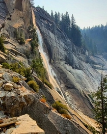 Nevada Fall in afternoon light from the Mist Trail Yosemite National Park CA USA  x