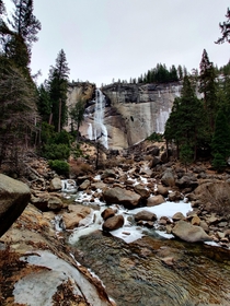 Nevada falls at Yosemite in winter 
