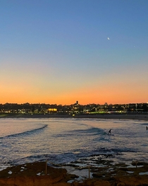 New moon rising over Bondi Beach Sydney 