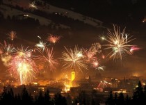 New Year fireworks above Westendorf Tyrol Austria 