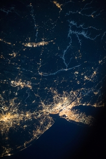New York City and much of the Mid-Atlantic at night as seen from the International Space Station 