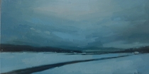 Newest wintery oil painting snowy evening on Whidbey Island last January