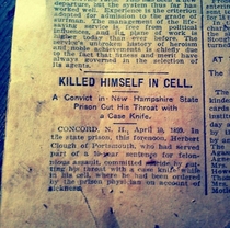 Newspaper article I found in a huge abandoned mansion that was discovered right in my own town 