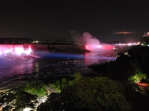 Niagara Falls at night lightning in the sky x 