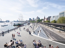 Niederhafen River Promenade in Hamburg that acts as flood protection