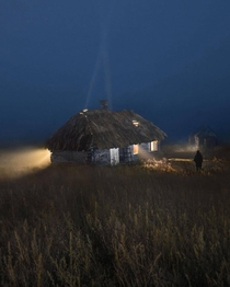 Night in an abandoned village Russia