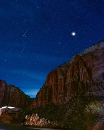 Night sky above Zion National Park Utah 