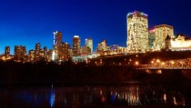Night skyline of Edmonton Canada 