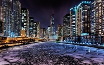 Night time in Chicago Illinois