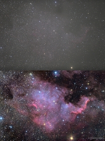 North America Nebula - One single  Minute Exposure vs x  Minute Exposures