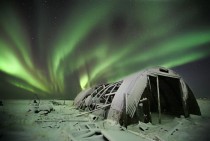 Northern lights over an abandoned Icelandic farm 