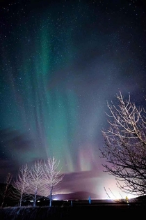 Northern Lights over Reykjavik Iceland 