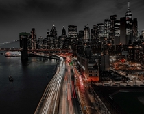 NYC highway at night Location Manhattan Bridge