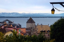 Nyon Switzerland and a view of the French Alps