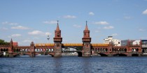 Oberbaumbrcke in Berlin Germany A double-deck bridge connecting two parts of the city that were divided by the Berlin Wall 
