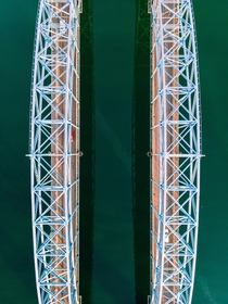 OC South Grand Island Bridges from above