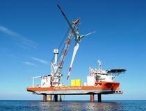 Offshore wind construction ship Brave Tern deployed state 