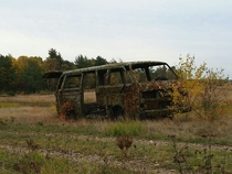 Old bus on shooting range