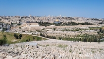 Old city of Jerusalem Israel as seen from the Mount of Olives
