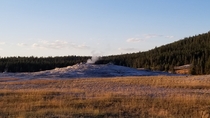 Old Faithful resting between eruptions in Yellowstone National Park Wy 