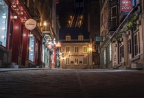 Old Quebec City Completely Empty at Night Canada