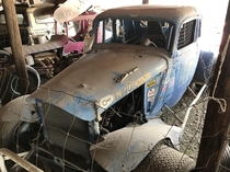 Old racing stock car Love the chicken wire windshield and old decals