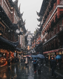 Old Shanghai during rain China