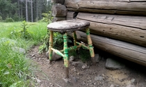 Old stool at an abandoned cottage in Norway 