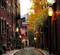 Old streets of Boston in the fall 