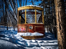 Old Toronto streetcar hidden in the woods about km north of the city