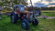 Old tractor abandoned in Segulda near Riga Latvia