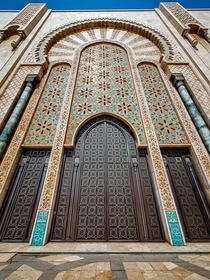 one of the huge doors of the Hassan II mosque in Casablanca Morocco
